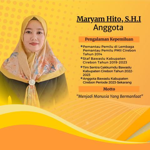 Anggota Bawaslu Kabupaten Cirebon (Maryam Hito)